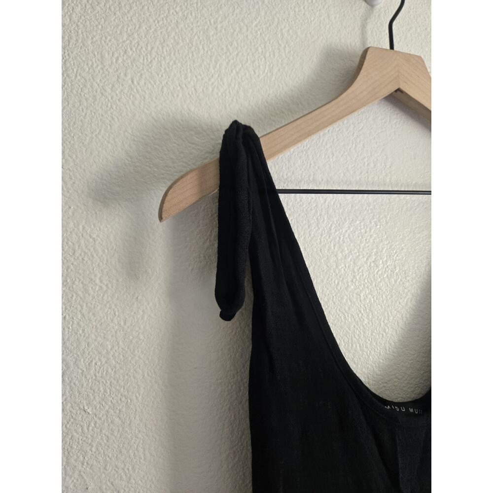 Miou Muse Linen Blend Jumpsuit Wide Leg Boho Lagenlook Minimalist Black Small - Picture 6 of 12